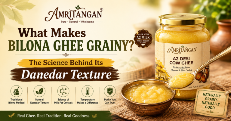 Grainy A2 Bilona Ghee with natural danedar texture