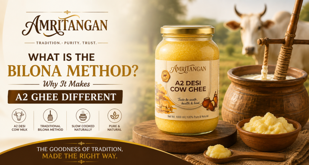 Traditional Bilona Method for Making A2 Desi Cow Ghee | Amritangan