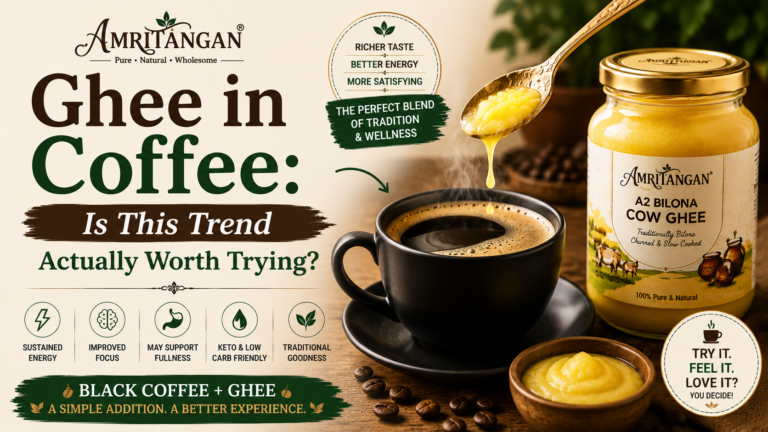 Amritangan A2 Bilona Ghee in coffee