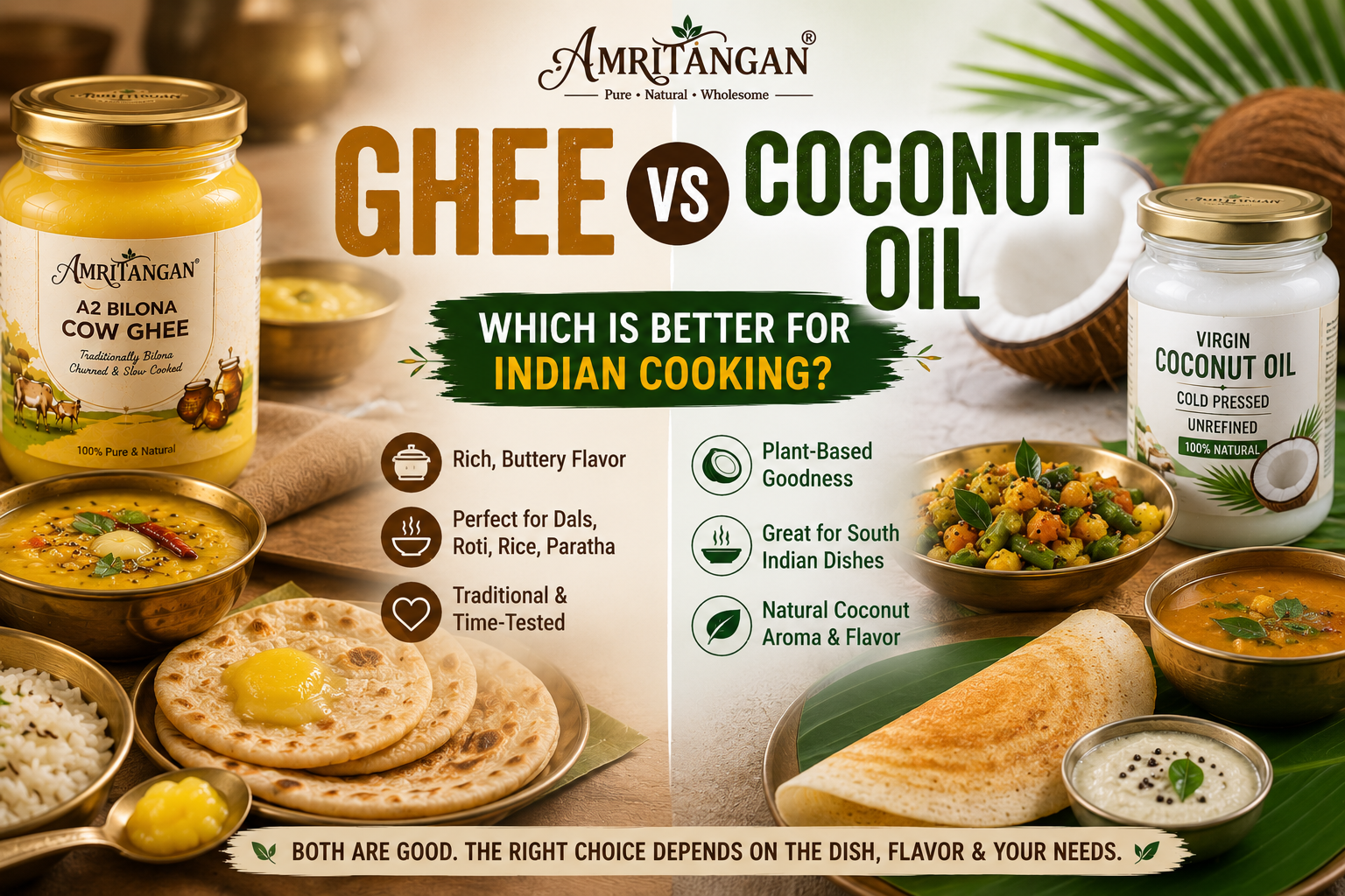 Ghee vs coconut oil for Indian cooking