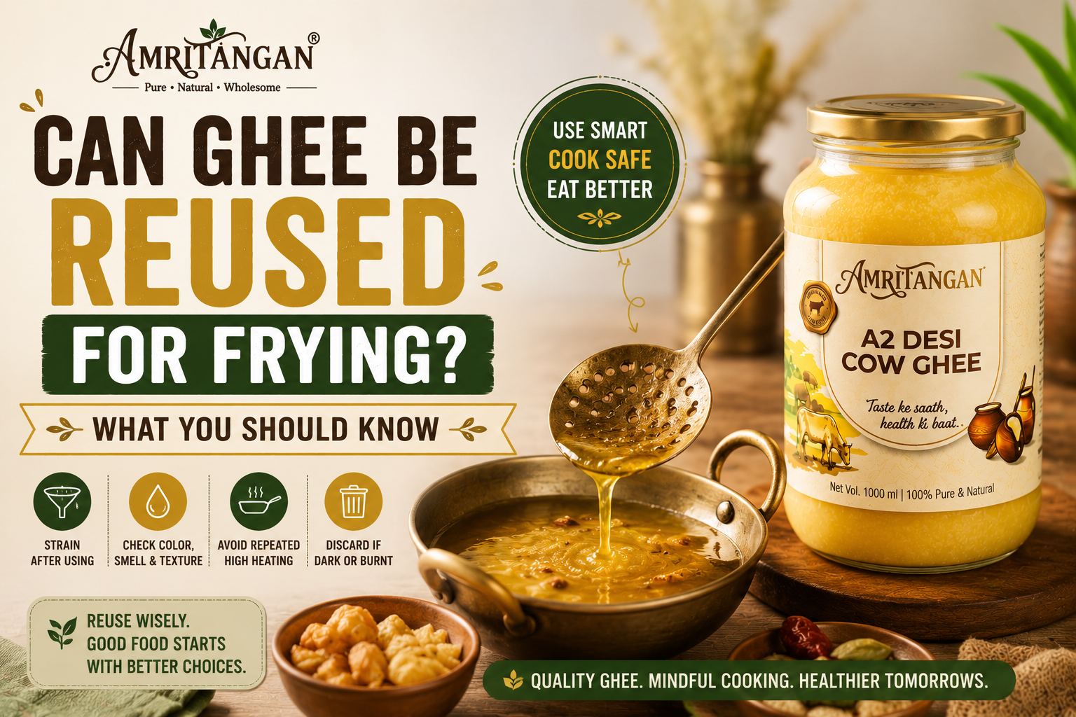 Amritangan A2 Desi Cow Ghee being reused for frying